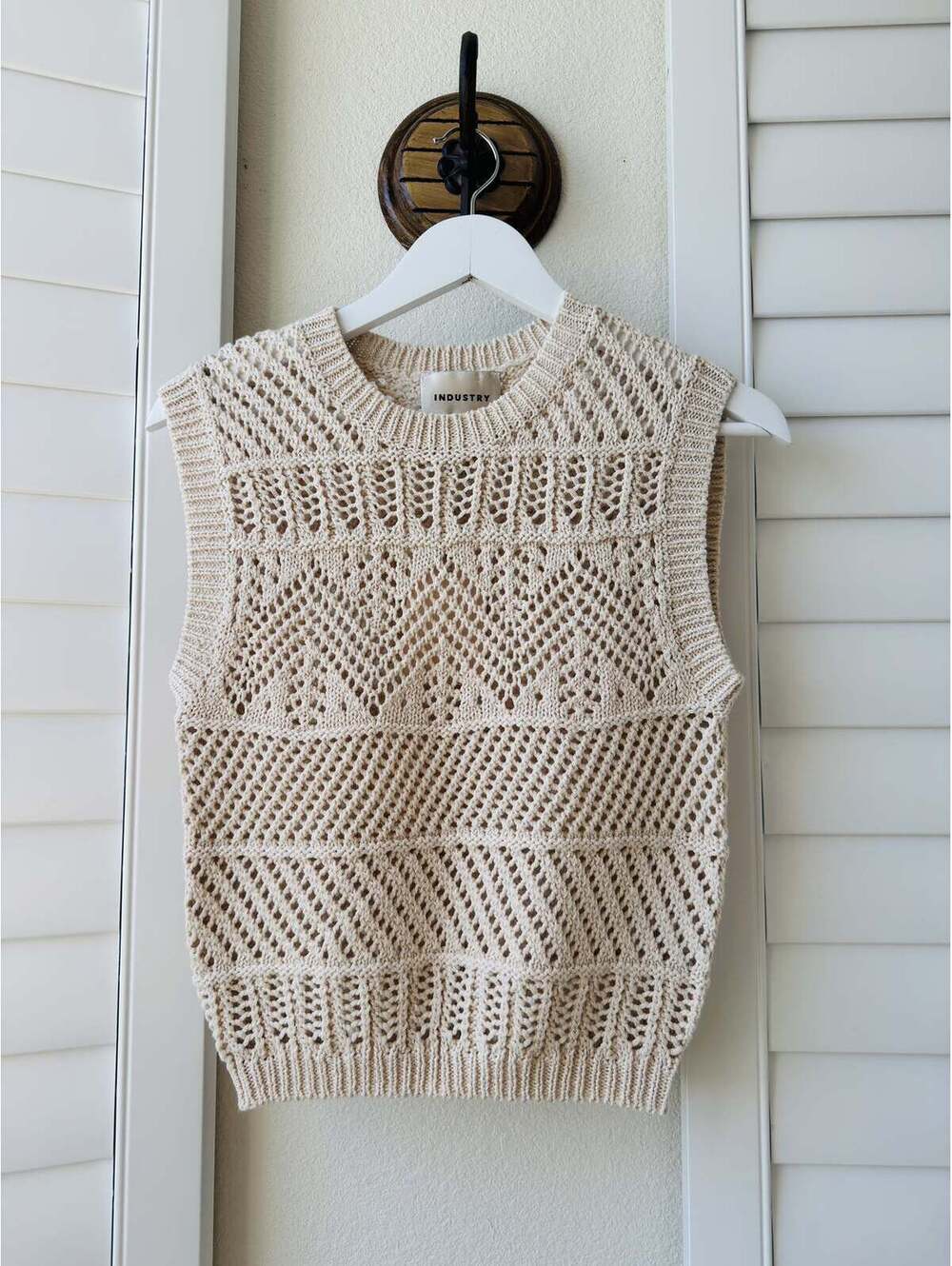 Industry Cream Open Knit Sweater Vest - Size S